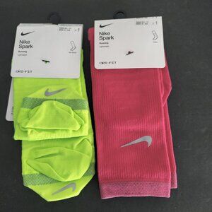 NWT (2) Pair Nike Spark W9.5-11/M8-9.5 DRI-FIT Running 1 Crew 1 No Show Socks